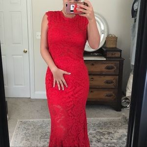 Red Lace Prom Dress
